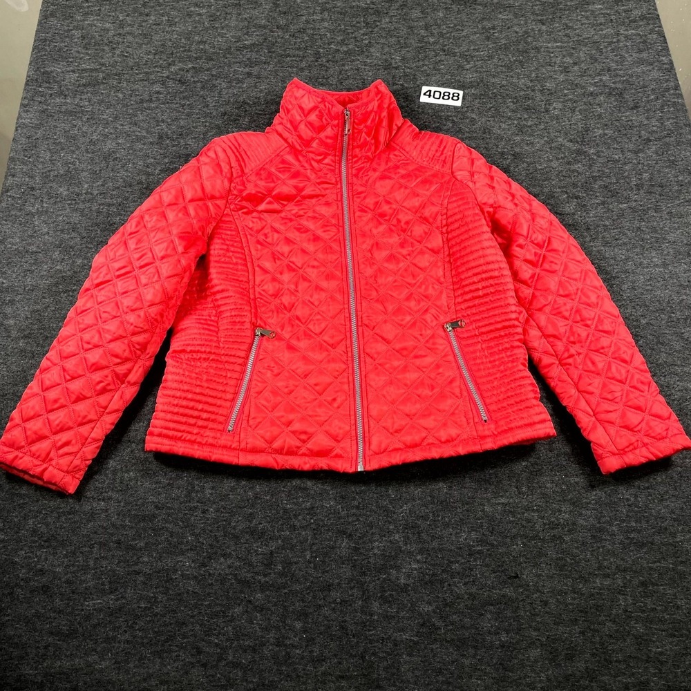 Andrew Marc New York Quilted Jacket Womens XL Pink Lined Mock Neck‎ Full Zip